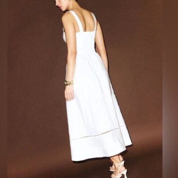NEW Reformation Everett Linen Midi Dress White | US 2 UK 6 - Picture 3 of 16
